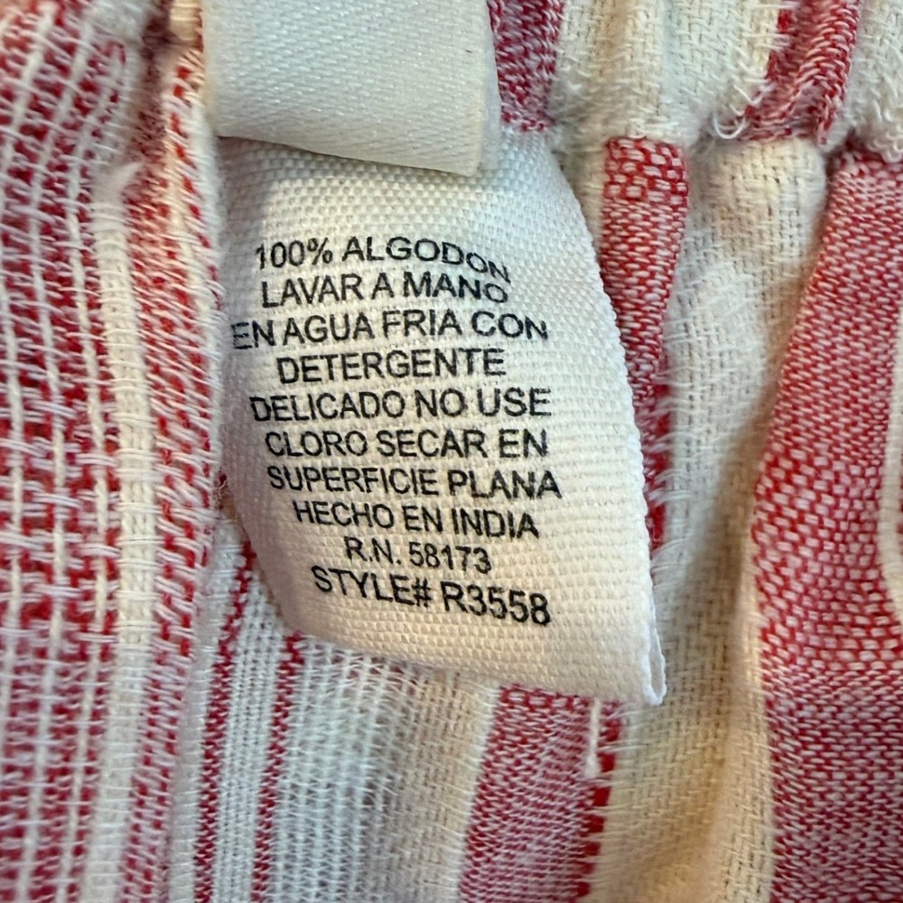Raga Red Cream Striped Tassel Trim Cotton Wrap Mini Skirt Womens Size Medium NWT - Picture 5 of 5
